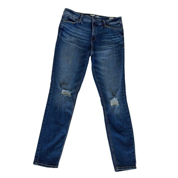 Old Navy Denim - Old Navy Rockstar Womens Jeans Super Skinny High Rise Sz 12 Distressed Med Dark